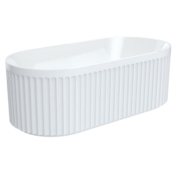 Arcisan Fluut 1500mm Freestanding Acrylic Bath with Overflow Matte White