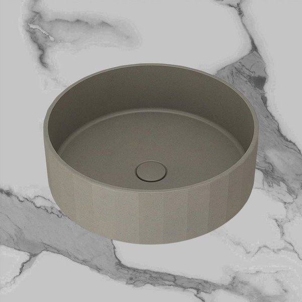 Arcisan Kasta-Lux Fic Above Counter 430mm Faceted Round Basin with Pop Up Waste Olive