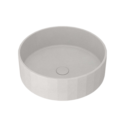 Arcisan Kasta-Lux Fic Above Counter 430mm Faceted Round Basin with Pop Up Waste White Stone