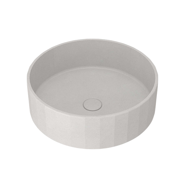 Arcisan Kasta-Lux Fic Above Counter 430mm Faceted Round Basin with Pop Up Waste White Stone