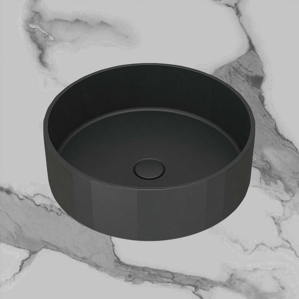 Arcisan Kasta-Lux Fic Above Counter 430mm Faceted Round Basin with Pop Up Waste Charcoal