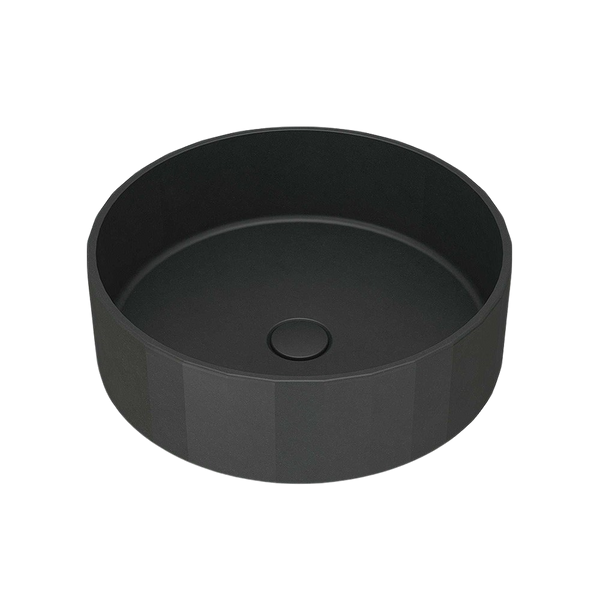 Arcisan Kasta-Lux Fic Above Counter 400mm Faceted Round Basin with Pop Up Waste Charcoal