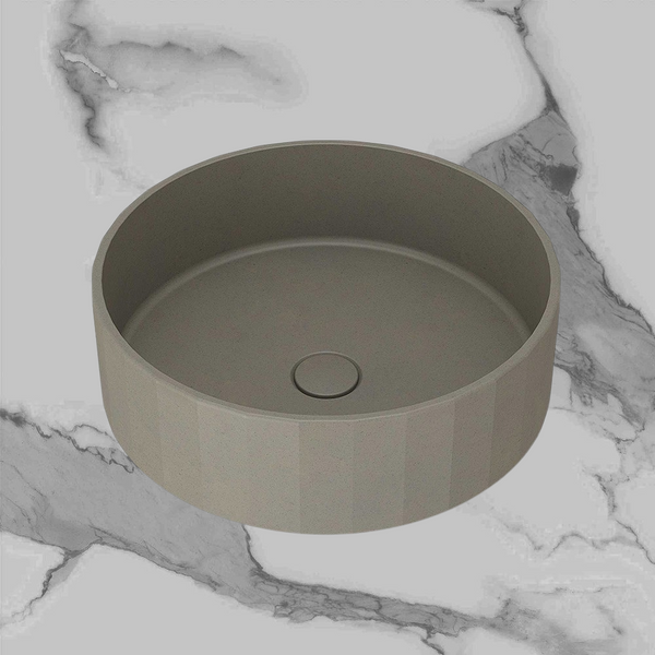 Arcisan Kasta-Lux Fic Above Counter 400mm Faceted Round Basin with Pop Up Waste Olive