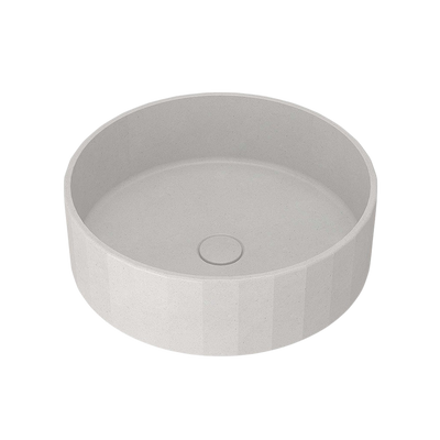 Arcisan Kasta-Lux Fic Above Counter 400mm Faceted Round Basin with Pop Up Waste White Stone