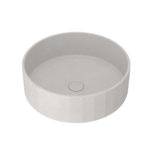 Arcisan Kasta-Lux Fic Above Counter 400mm Faceted Round Basin with Pop Up Waste White Stone