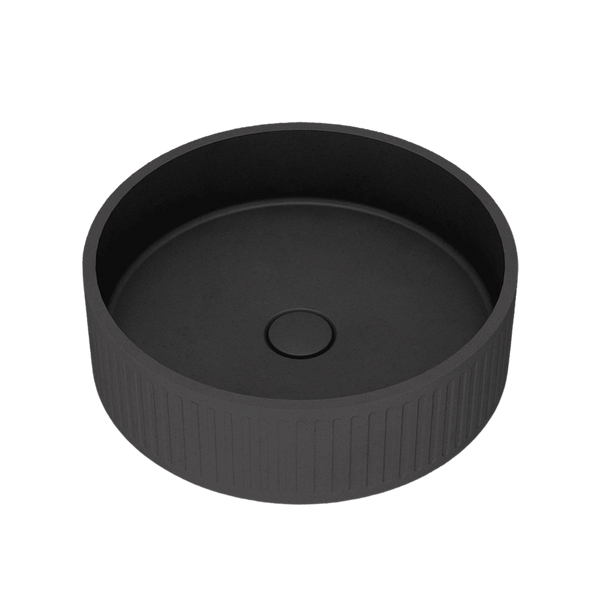 Arcisan Kasta-Lux Fic Above Counter 400mm Ribbed Round Basin with Pop Up Waste Charcoal