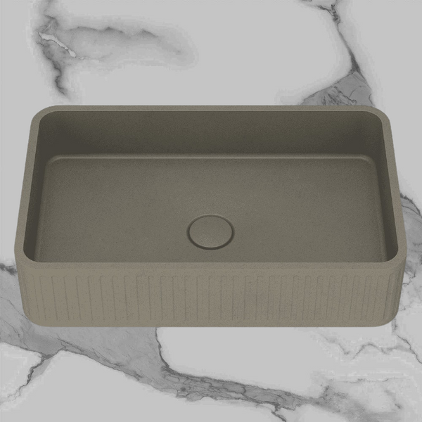 Arcisan Kasta-Lux Fic Above Counter 520mm Ribbed Basin with Pop Up Waste Olive