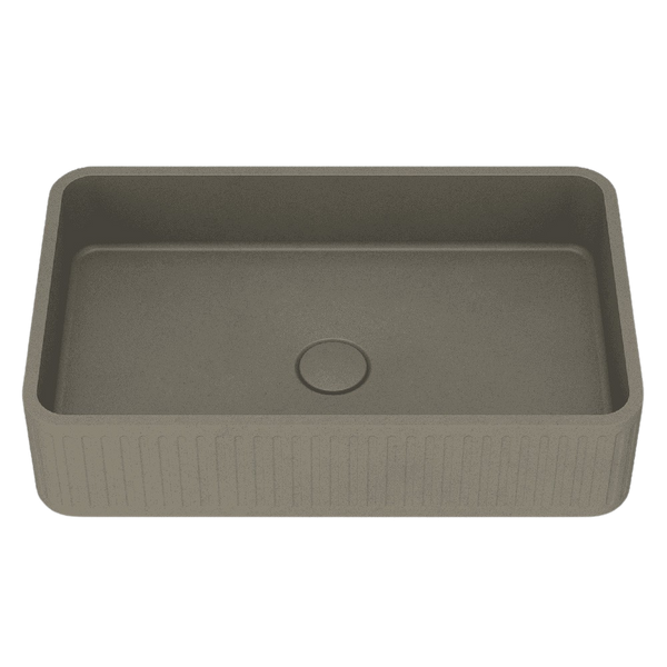 Arcisan Kasta-Lux Fic Above Counter 520mm Ribbed Basin with Pop Up Waste Olive