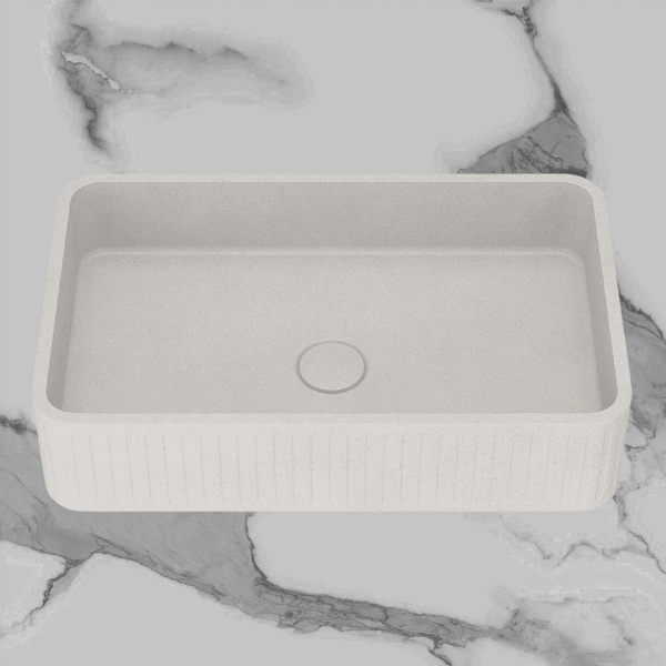 Arcisan Kasta-Lux Fic Above Counter 520mm Ribbed Basin with Pop Up Waste White Stone