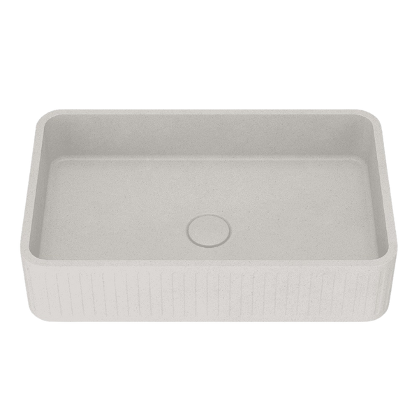 Arcisan Kasta-Lux Fic Above Counter 520mm Ribbed Basin with Pop Up Waste White Stone
