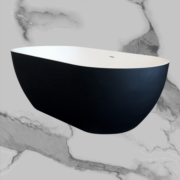 Arcisan Synergii 1700mm Solid Surface Freestanding Bath with Overflow Matte Black White Interior