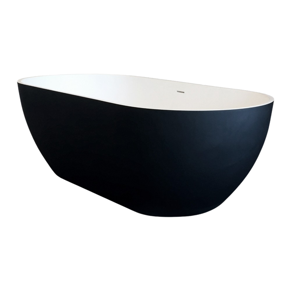 Arcisan Synergii 1700mm Solid Surface Freestanding Bath with Overflow Matte Black White Interior