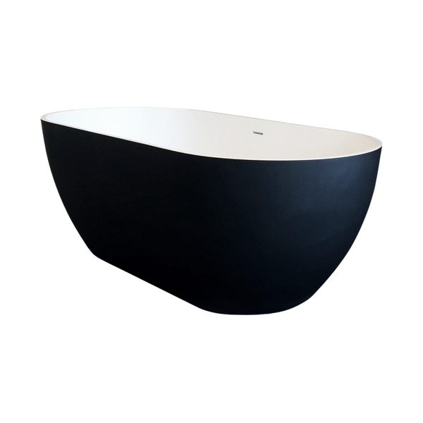Arcisan Synergii 1500mm Solid Surface Bath with Overflow Matte Black White Interior
