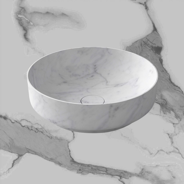 Arcisan Arcistone Synergii Stone 400mm Round Above Counter Basin Carrera Marble