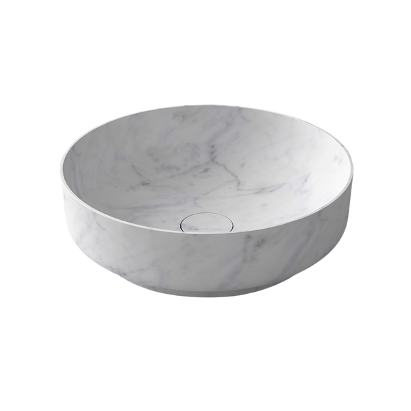 Arcisan Arcistone Synergii Stone 400mm Round Above Counter Basin Carrera Marble