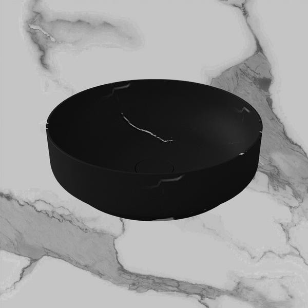 Arcisan Arcistone Synergii Stone 400mm Round Above Counter Basin Nero Marquina