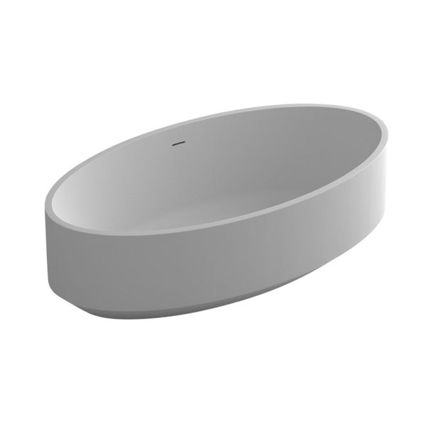 Arcisan Venn 1750mm Solid Surface Oval Bath with Overflow and Pop Up Waste Matte White