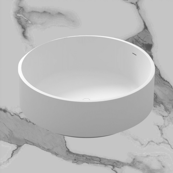 Arcisan Venn 1500mm Solid Surface Round Bath with Overflow and Pop Up Waste White