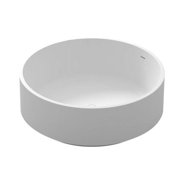 Arcisan Venn 1500mm Solid Surface Round Bath with Overflow and Pop Up Waste White