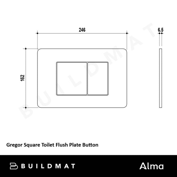 Alma Gregor Square Toilet Flush Plate Button Vintage Brass