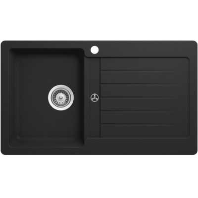 Schock Typos Single Bowl With Drainer Onyx Left Hand Bowl 1 Tap Hole Black