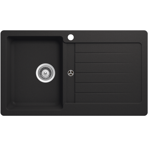 Schock Typos Single Bowl With Drainer Onyx Left Hand Bowl 1 Tap Hole Black