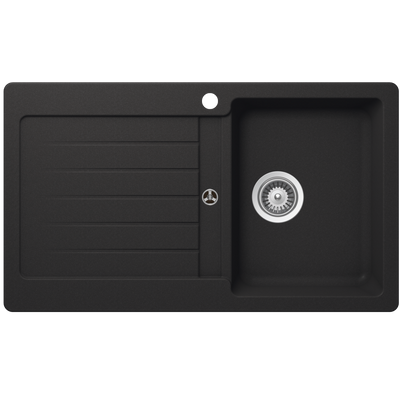 Schock Typos Single Bowl With Drainer Onyx Right Hand Bowl 1 Tap Hole Black