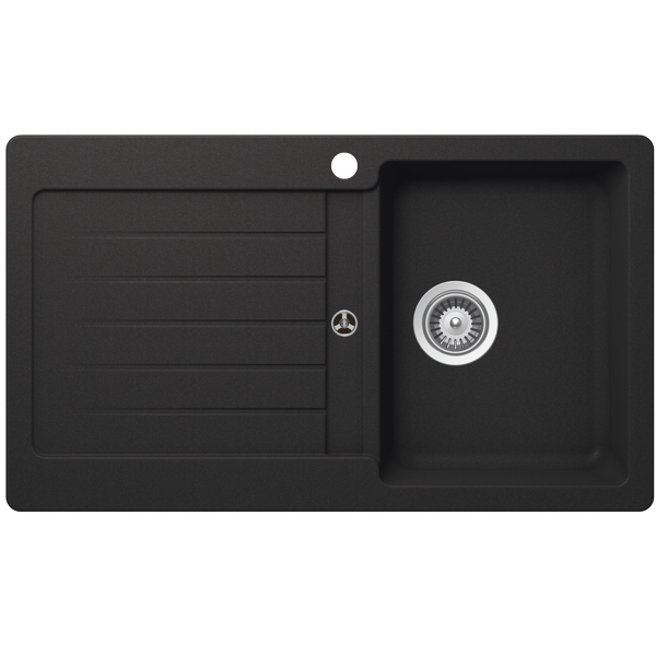 Schock Typos Single Bowl With Drainer Onyx Right Hand Bowl 1 Tap Hole Black