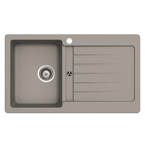 Schock Typos Single Bowl with Drainer Left Hand Bowl 1 Tap Hole Concrete Grey