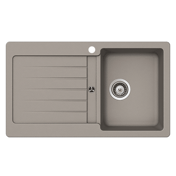 Schock Typos Single Bowl With Drainer Right Hand Bowl 1 Tap Hole Concrete Grey