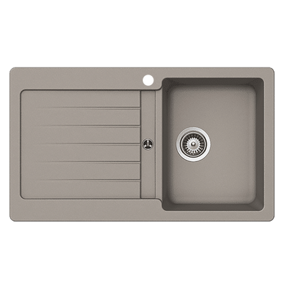 Schock Typos Single Bowl With Drainer Right Hand Bowl 1 Tap Hole Concrete Grey