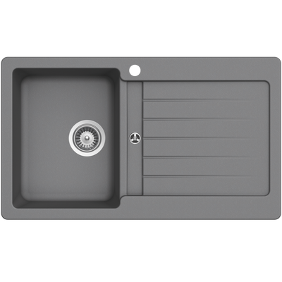 Schock Typos Single Bowl With Drainer Croma Left Hand Bowl 1 Tap Hole Grey