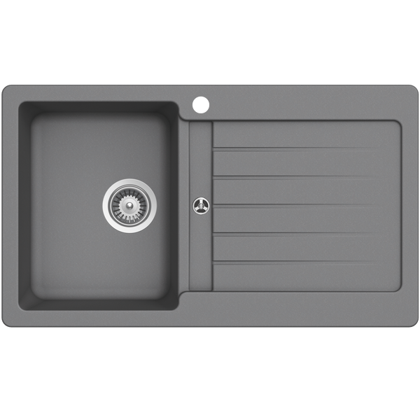 Schock Typos Single Bowl With Drainer Croma Left Hand Bowl 1 Tap Hole Grey