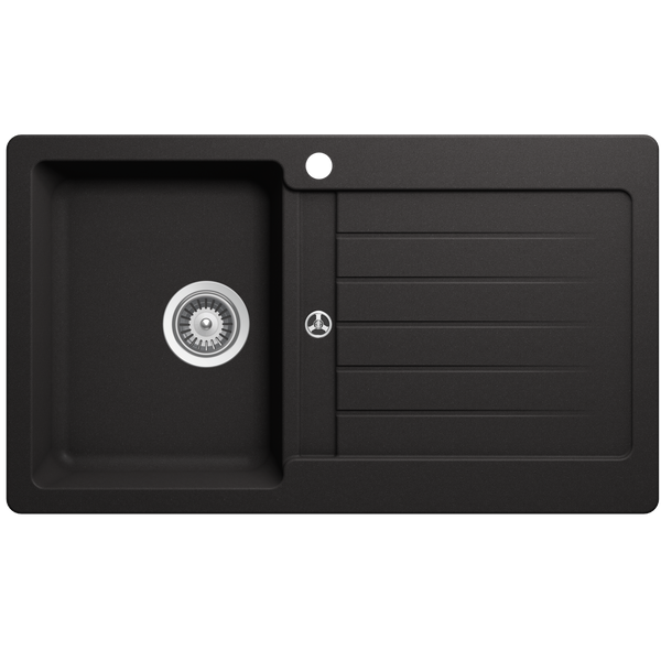 Schock Typos Single Bowl With Drainer Nero Left Hand Bowl 1 Tap Hole Black