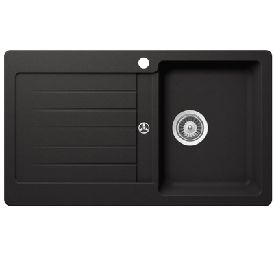 Schock Typos Single Bowl With Drainer Nero Right Hand Bowl 1 Tap Hole Black