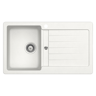 Schock Typos Single Bowl With Drainer Alpina Left Hand Bowl 1 Tap Hole White