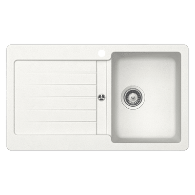 Schock Typos Single Bowl With Drainer Alpina Right Hand Bowl 1 Tap Hole White