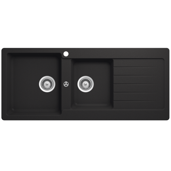 Schock Typos 1 And 3/4 Bowl Onyx Left Hand Bowl And Drainer 1 Tap Hole Black