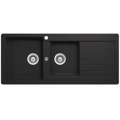 Schock Typos 1 And 3/4 Bowl Onyx Left Hand Bowl And Drainer 1 Tap Hole Black