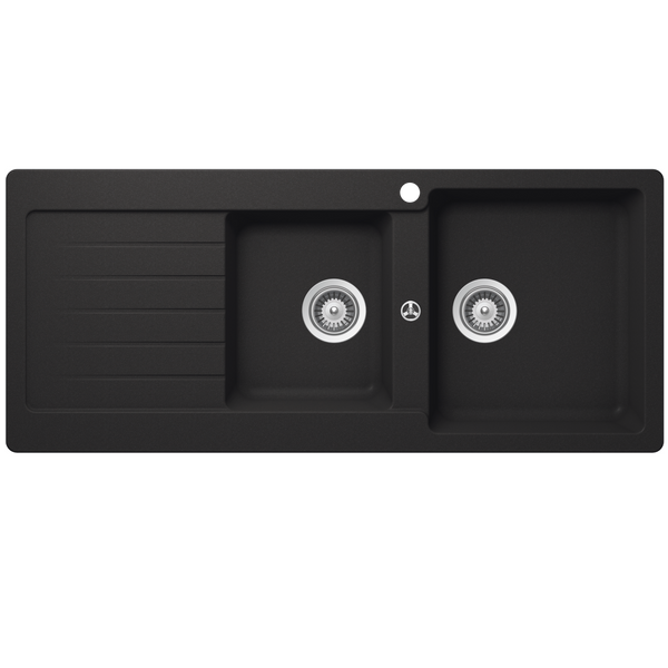 Schock Typos 1 And 3/4 Bowl Onyx Right Hand Bowl And Drainer 1 Tap Hole Black