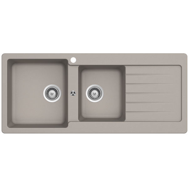 Schock Typos 1 And 3/4 Bowl Concrete Left Hand Bowl And Drainer 1 Tap Hole Grey