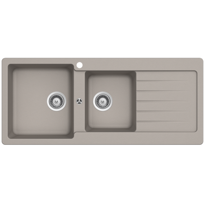 Schock Typos 1 And 3/4 Bowl Concrete Left Hand Bowl And Drainer 1 Tap Hole Grey