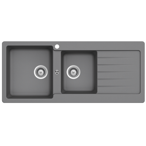 Schock Typos 1 And 3/4 Bowl Croma Left Hand Bowl And Drainer 1 Tap Hole Grey