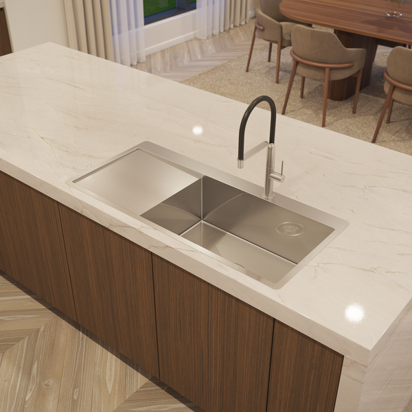 Alma Iver 1080x500 Single Bowl Tap Landing with Left Drain Board Sink