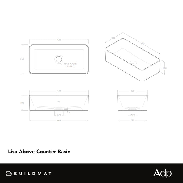 ADP Lisa Above Counter Basin Gloss White