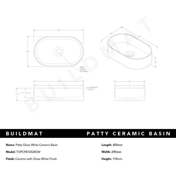 ADP Patty Ceramic Basin Gloss White