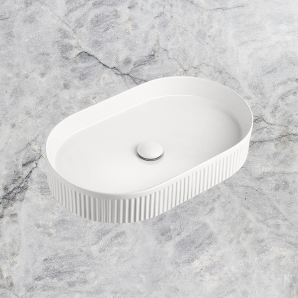 ADP Pill Fluted Above Counter Basin Matte White