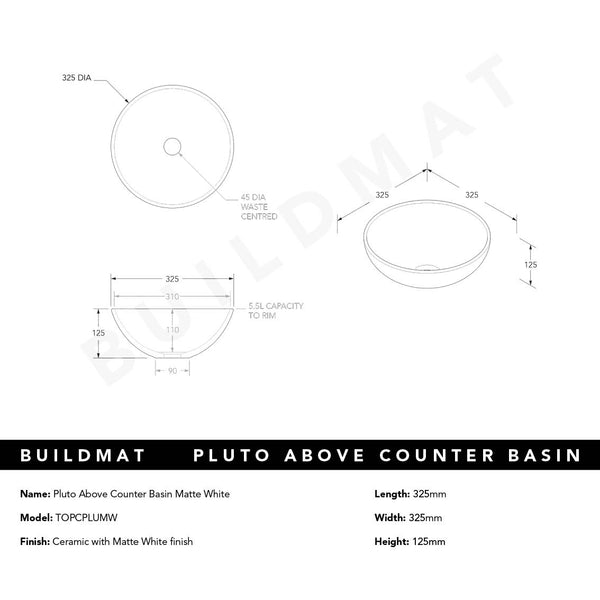 ADP Pluto Above Counter Basin Matte White