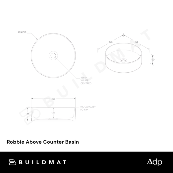ADP Robbie Above Counter Basin Matte White