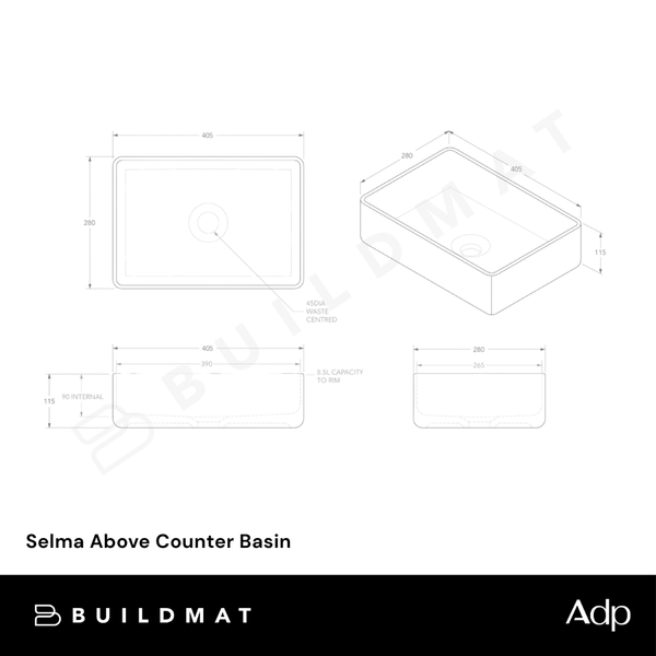 ADP Selma Above Counter Basin Gloss White